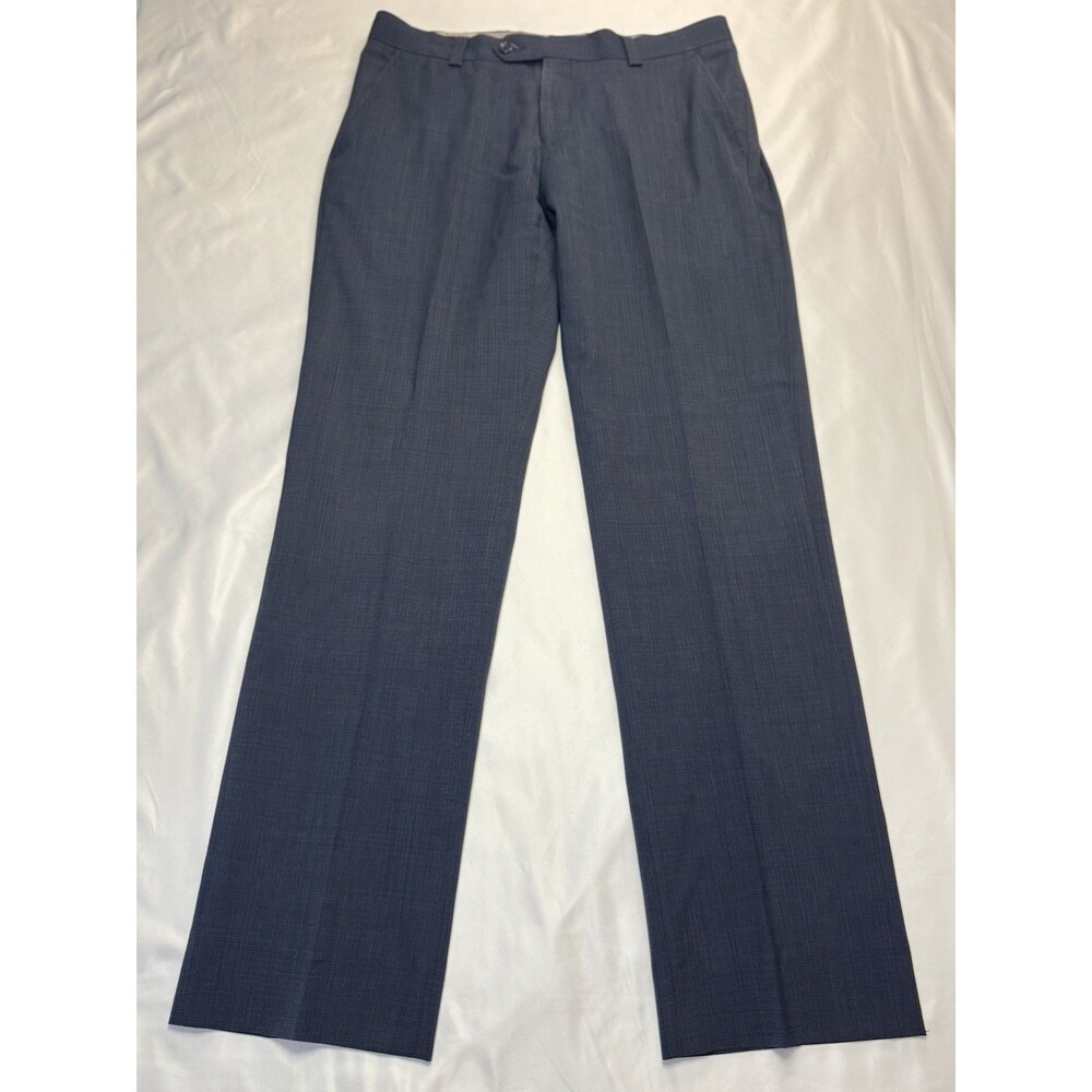 Soho by Ballin 100% Wool Flat Front Dress Pants Blue Size 33x33
